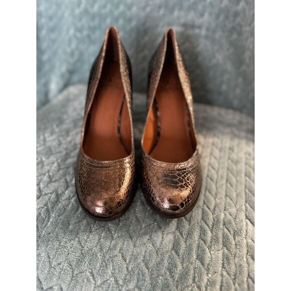 Lucky Brand Sofi High Heel‎ Dress Pumps Pewter Metallic Crackle Size 10M - Picture 2 of 7